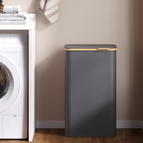 SONGMICS tvättkorg, tvättsamlare med lock, 90 L