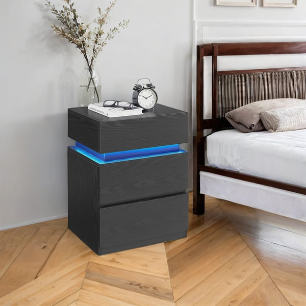 VASAGLE natbord med LED-belysning, sidebord, justerbare farver