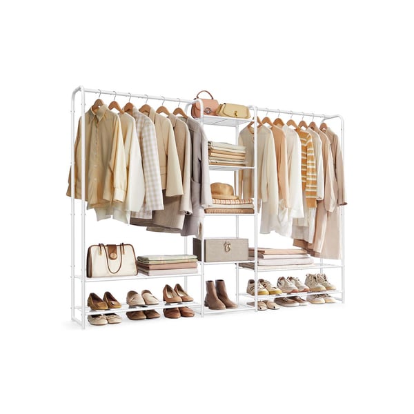 SONGMICS metal garderobestativ 29 x 183 x 158,4 cm med hylder, mat hvid SONGMICS metal garderobestativ 29 x 183 x 158,4 cm med hylder, mat hvid