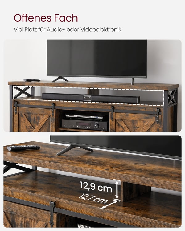 VASAGLE TV-skab, landlig stil, vintage brun-sort