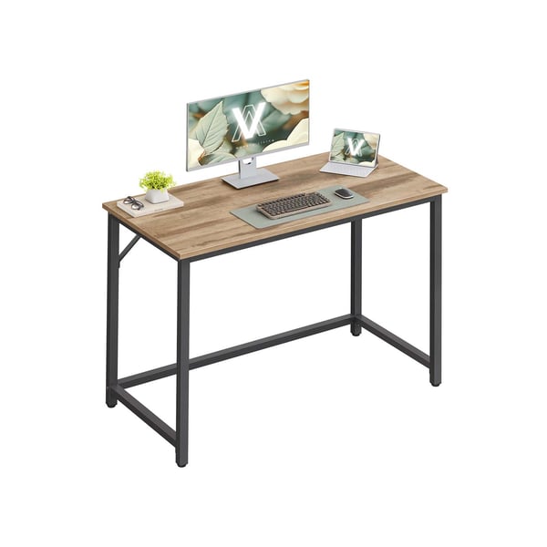 VASAGLE skrivebord 100 x 50 x 76 cm kamelbrun-blæk sort