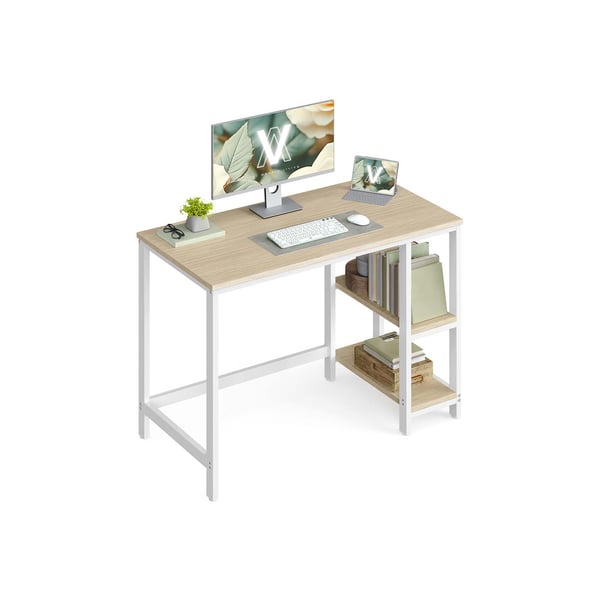 VASAGLE kontorbord 100 x 50 x 76 cm naturbeige-perlehvid