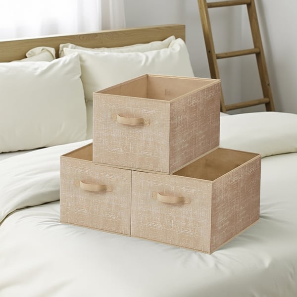 SONGMICS Opbevaringskassesæt med 3 stk. 40 x 30 x 24 cm sandbeige SONGMICS Opbevaringskassesæt med 3 stk. 40 x 30 x 24 cm sandbeige