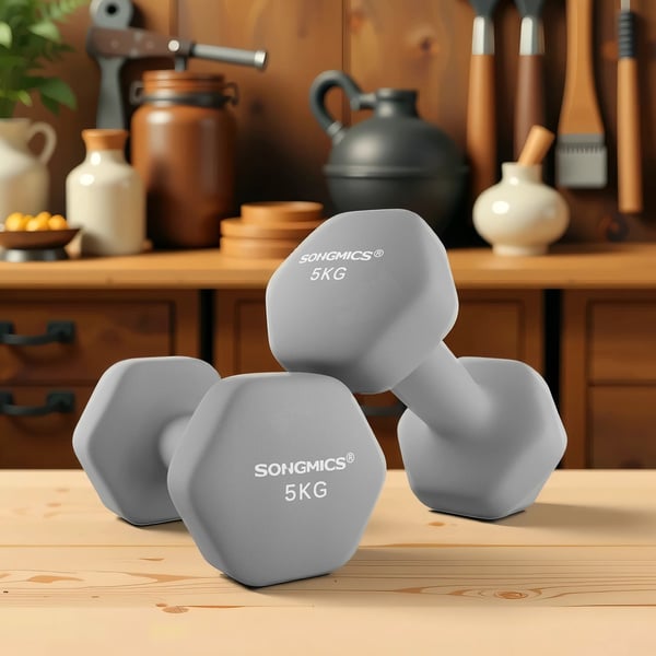 SONGMICS håndvægte, sæt med 2, 2 x 5 kg