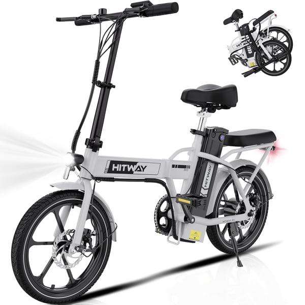 Fällbar elcykel 16" COLORWAY - Batteri 36V12Ah - Pedalassisterad - LCD-skärm - Vit