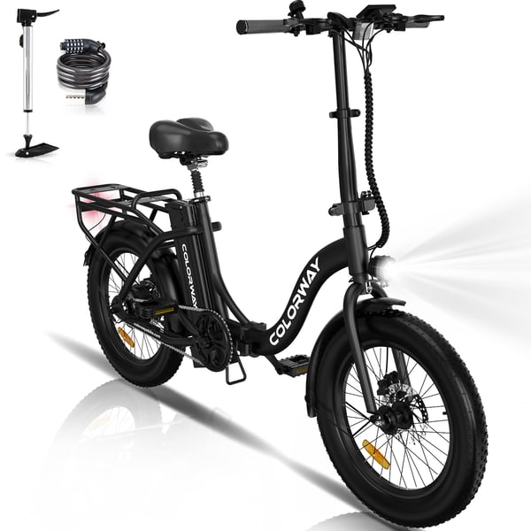 COLORWAY hopfällbar elcykel 20" svart, elektrisk assistentcykel med 36V 12Ah batteri 250W motor, hopfällbar VAE E-BIKE