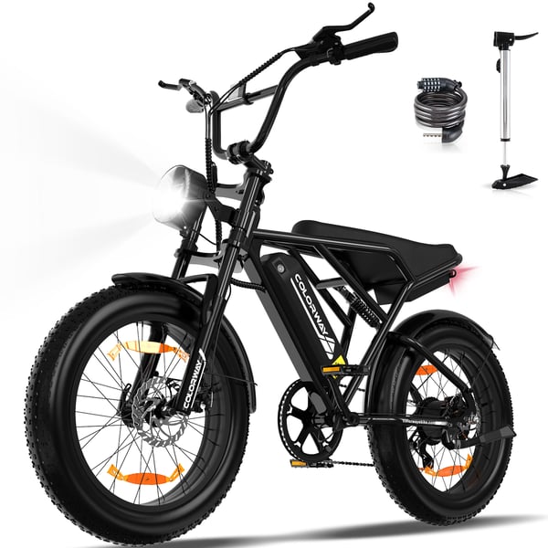 VAE elcykel - COLORWAY - Svart - 20" med 4.0 Fat Tire - Avtagbart 36V 12Ah batteri - All Terrain E-BIKE - Elektrisk MTB