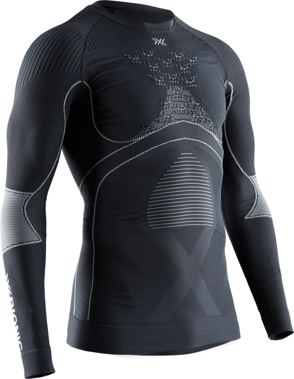 X-BIONIC Energy Accumulator 4.0 Långärmad Funktionströja för Vintersport - Avancerad Termoreglerande Herrtröja i Charcoal/Pearl Grey, Storlek XXL