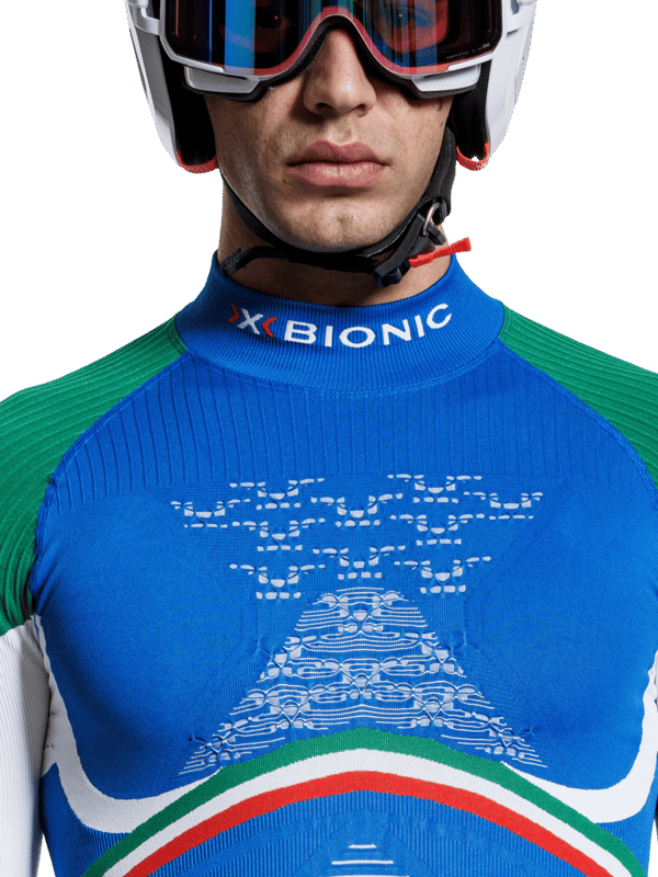 X-Bionic Energy Accumulator 4.0 Turtle Neck Patriot Shirt med långa ärmar Italien - Högteknologisk prestationskläder för förbättrat atletiskt stöd och nationell stolthet - L