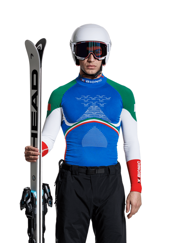 X-Bionic Energy Accumulator 4.0 Turtle Neck Patriot Shirt med långa ärmar Italien - Högteknologisk prestationskläder för förbättrat atletiskt stöd och nationell stolthet - L