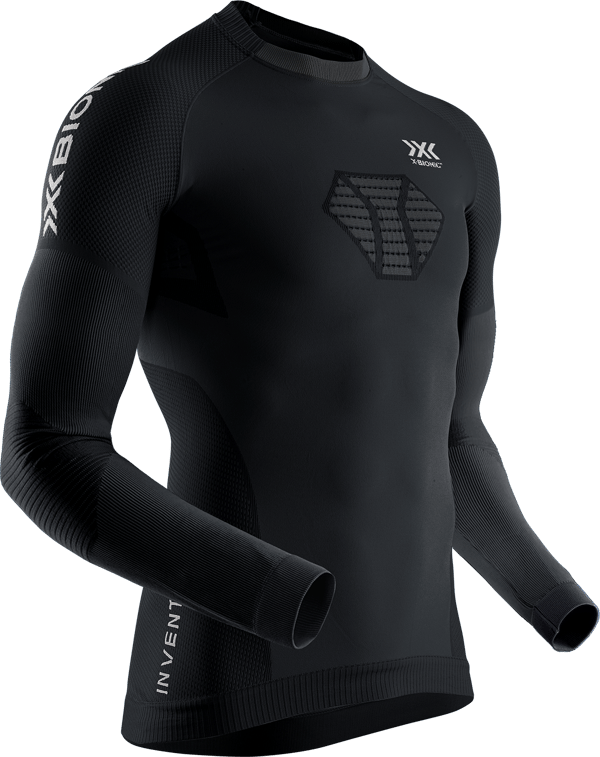X-Bionic Invent 4.0 Herr Löpar T-shirt Långärmad - Optimal Klimatkontrollteknik för Förbättrad Löparprestanda - Svart/Antracit, XXL