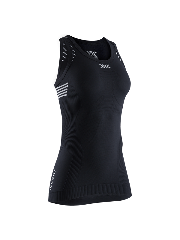 X-BIONIC Invent 4.0 Light Singlet - Funktionellt ärmlöst träningslinne för kvinnor i Opal Black/Arctic White, storlek L
