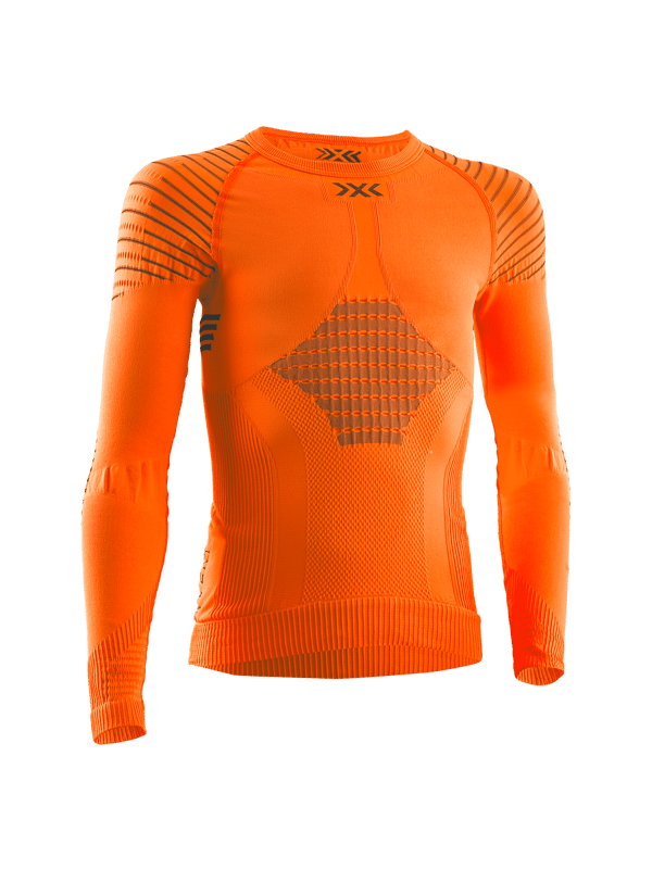 X-Bionic Invent 4.0 funktionsundertröja för junior - långärmad undertröja i Sunset Orange/Anthracite för barn 8-9 år