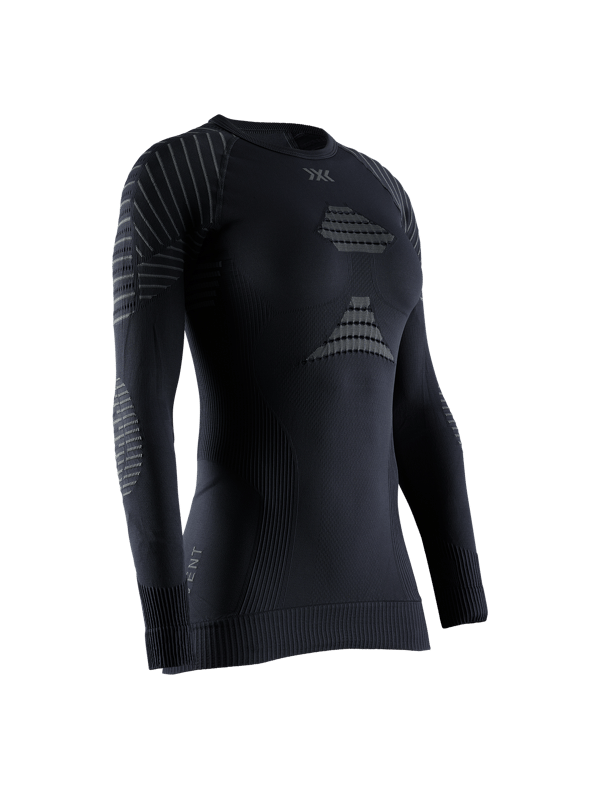 X-Bionic Invent 4.0 Herr Rundhals T-shirt med Långa Ärmar, Idealisk för Vintersport, Optimal Termoreglering och Lätt Kompression - Svart/Antracit, S