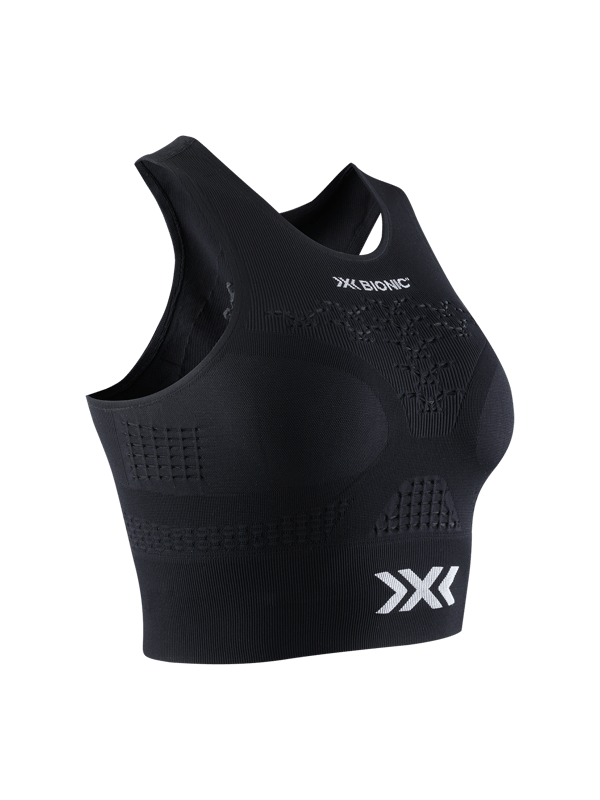 X-BIONIC Energizer 4.0 Fitness Crop Top för dam i svart/vit, storlek XL med 3D Bionic Sphere och Fort-X stöd
