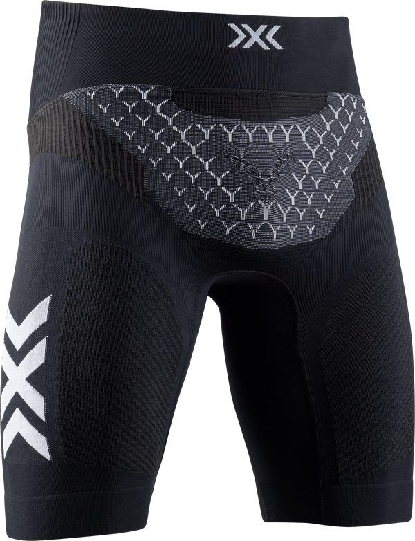 X-Bionic 4.0 Herr Twice Run Shorts - Avancerad kylteknik för högpresterande löpning, inkluderar praktisk bakficka - Opal Black/Arctic White, XL