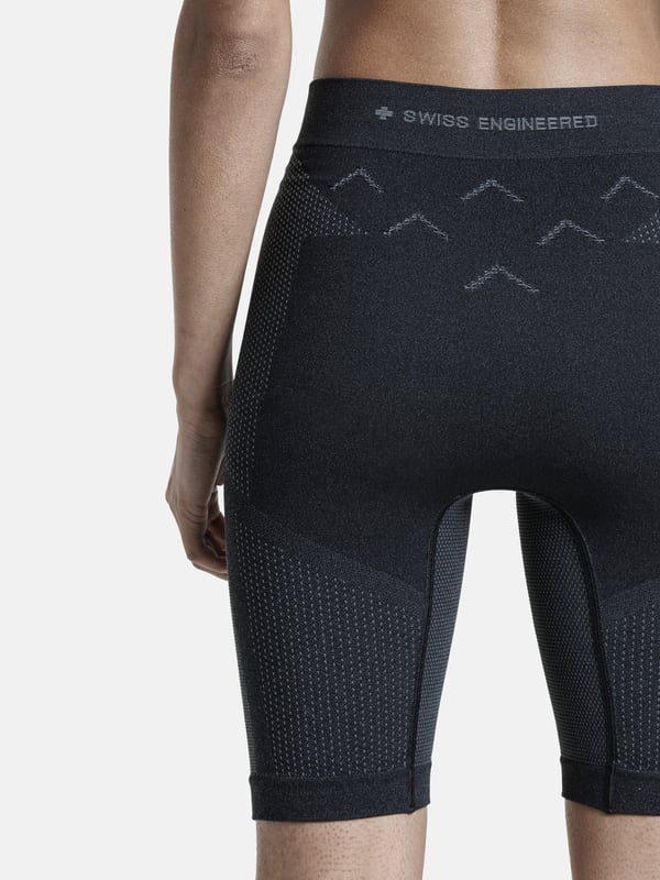 X-Bionic Xceed Run Short Tights för damer - Avancerad löpningsdesign med HygroDiffuser och VectorSphere-teknik, svart/grå, storlek M
