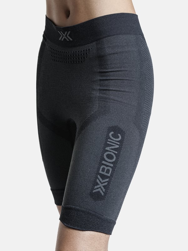 X-Bionic Xceed Run Short Tights för damer - Avancerad löpningsdesign med HygroDiffuser och VectorSphere-teknik, svart/grå, storlek S