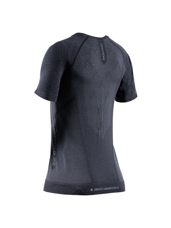 X-Bionic Xceed Run Shirt för kvinnor - Teknisk löpartröja med korta ärmar i svart/grå, optimal prestanda i storlek M