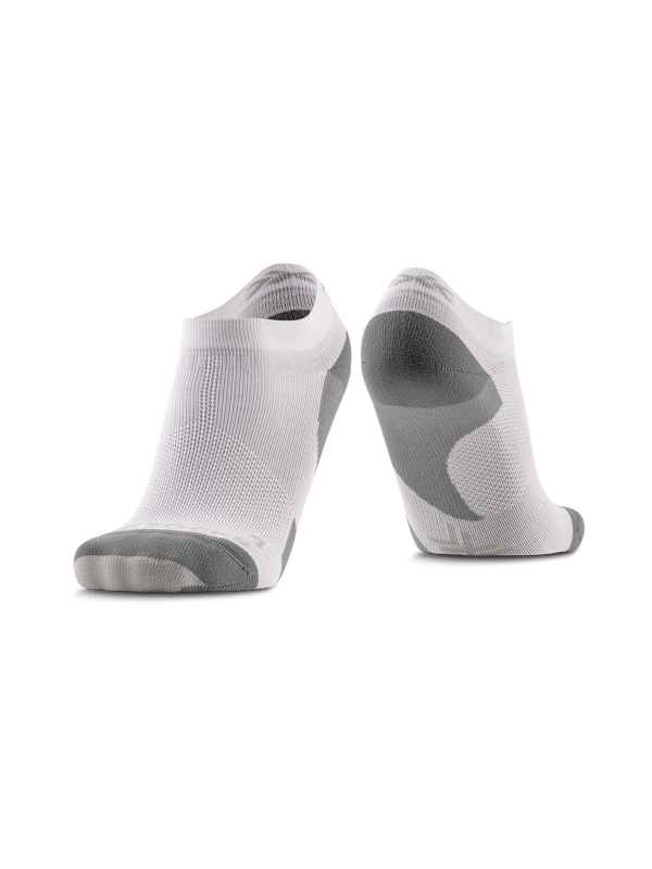 Löparstrumpor Run Discover Low Cut Arctic White/Pearl Grey 39-41 med dämpningszoner och kompressionsband