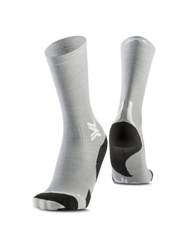 Run Discover Merino Crew löparstrumpor i merinoull med Air-Conditioning Channel teknologi, Seal Grey/Light Sand, 45-47