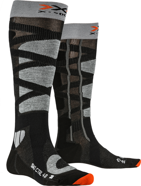 X-Socks Ski Control 4.0 Avancerade skidstrumpor för avancerade och nybörjarskidåkare, högteknologiska garn för förbättrad prestanda och säkerhet - Antracit Melange/Stengrå Melange, 39-41