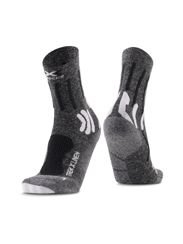X-BIONIC Trek X Linen vandringsstrumpor med linne och merinoull, Dolomite Grey Melange/Opal Black, 35-38