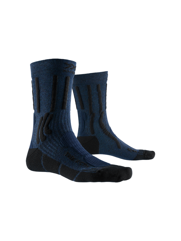 X-SOCKS Trek X Ctn vandringsstrumpor för herrar - tekniska trekking-strumpor i Forest Green/Midnight Blue, storlek 39-41