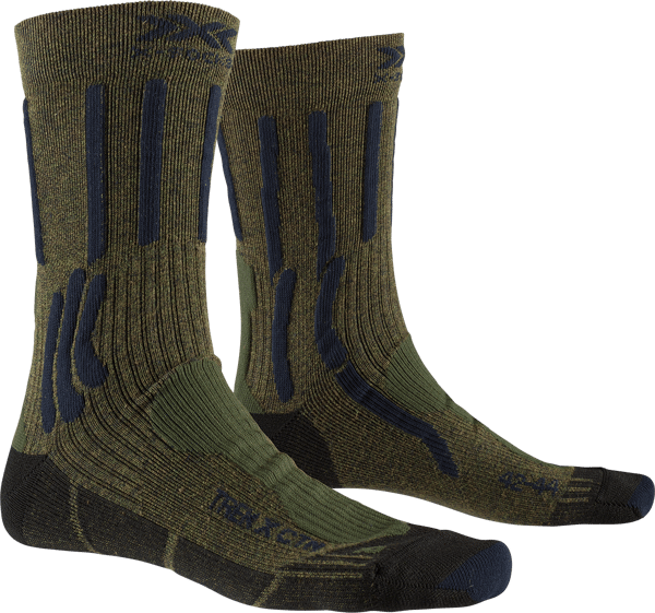 X-SOCKS Trek X Ctn vandringsstrumpor för herrar - tekniska trekking-strumpor i Forest Green/Midnight Blue, storlek 39-41