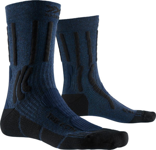 X-SOCKS Trek X Ctn vandringsstrumpor för herrar - tekniska trekking-strumpor i Forest Green/Midnight Blue, storlek 39-41