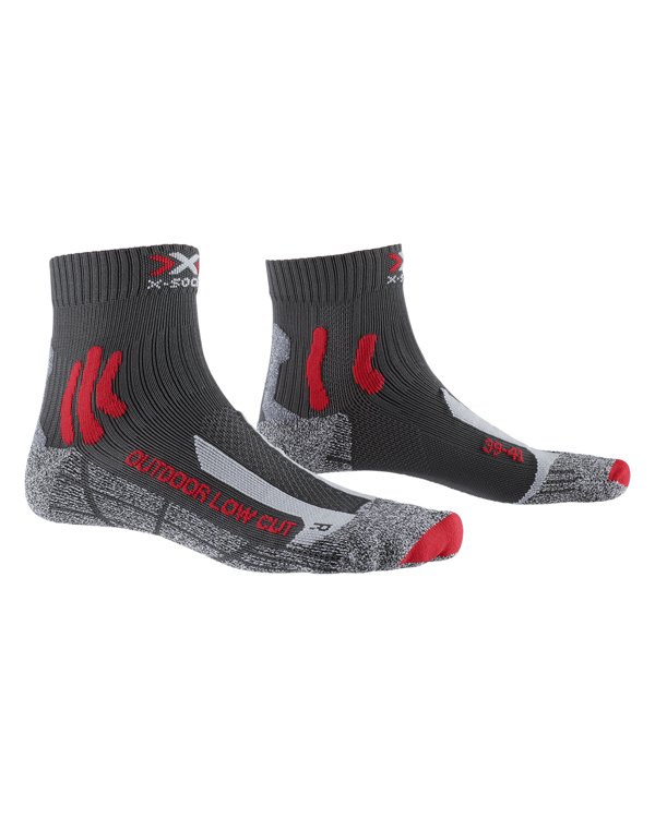 Trek Outdoor Low Cut Socks Anthracite/Red 42-44 - Technical Hiking Socks with Air-Conditioning Channel 4.0