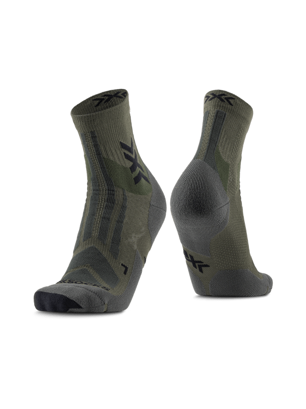 Hike Discover Funktionssocken för vandring - Mörk Sage/Svart 35-38 med luftcirkulerande kanal och meshkonstruktion för optimal komfort