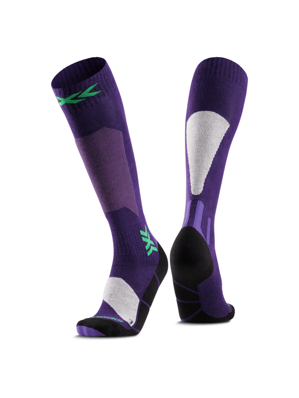 X-Socks Ski Discover OTC - Högpresterande skidstrumpor för komfort och stöd - O-Ring Bandage för stabilitet - Perfekt för skidåkning och snösporter - Deep Purple/Light Sand, 42-44
