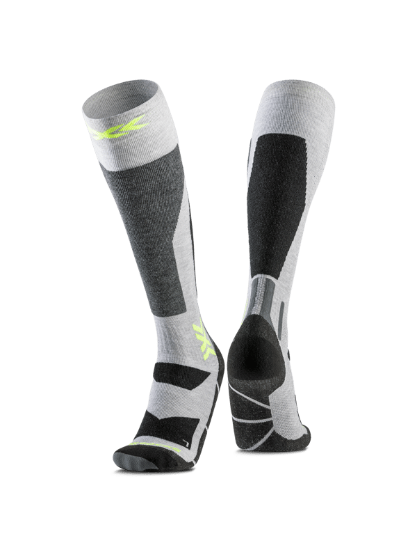 Snowboardstrumpor Discover Over-the-Calf med avancerad O-Ring Bandage teknologi för optimal passform och prestanda, svart/ljusgrå, storlek 45-47
