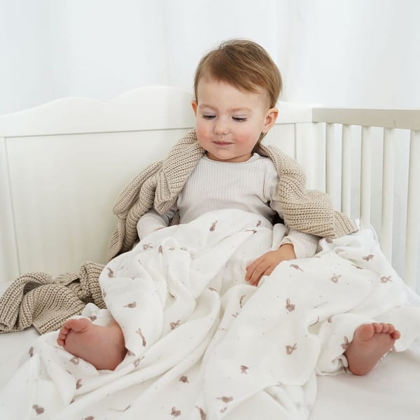Muslin-svaddle 100x100 Beige Kaniner, Lullalove