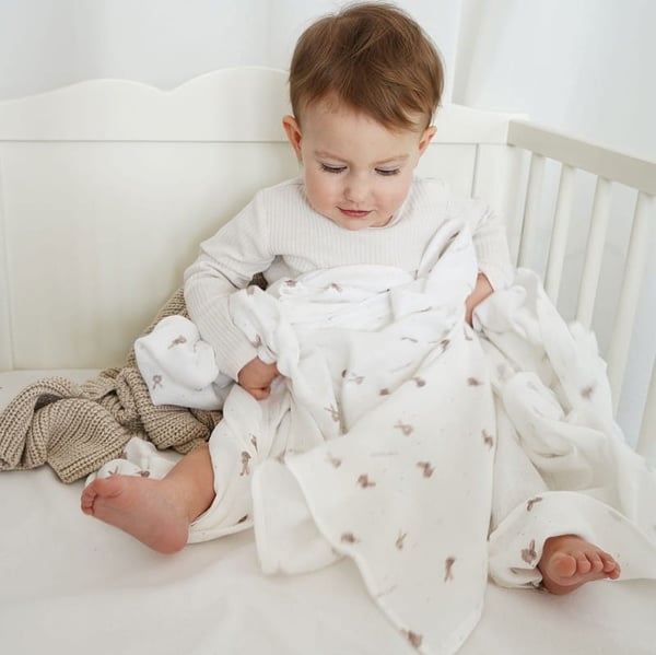 Muslin-svaddle 100x100 Beige Kaniner, Lullalove