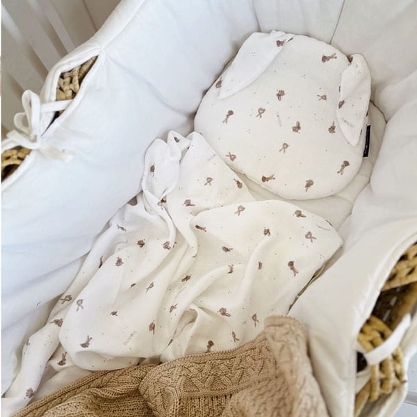 Muslin-svaddle 100x100 Beige Kaniner, Lullalove
