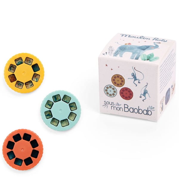 Moulin Roty utbytbara skivor med sagor för projektorer - Under Baobab