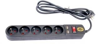 Orvaldi ORV-5 3m overspændingsbeskyttet strømskinne med USB-oplader