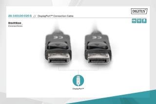 DisplayPort-kaapeli, jossa salvat, 4K 60Hz UHD, tyyppi DP/DP M/M, musta, 2m