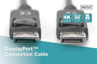 DisplayPort-kaapeli, jossa salvat, 4K 60Hz UHD, tyyppi DP/DP M/M, musta, 2m