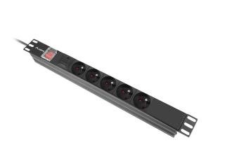 Lanberg Rack PDU 19" 1U 16A 5x 230V PL 2M Sort Forgreningsdåse
