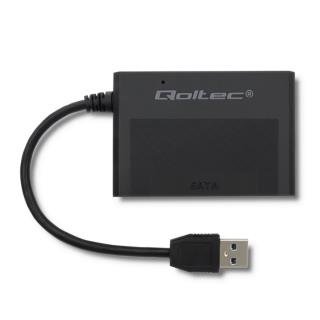 Qoltec Kiintolevy-/SSD-kotelo 2,5" SATA3 | USB 3.0 | Musta