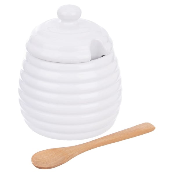 Honningbeholder med ske i porcelæn WHITELINE 340 ml Honningbeholder med ske i porcelæn WHITELINE 340 ml