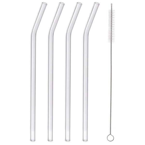 Glas sugerør med renser 20 cm 5 stk.