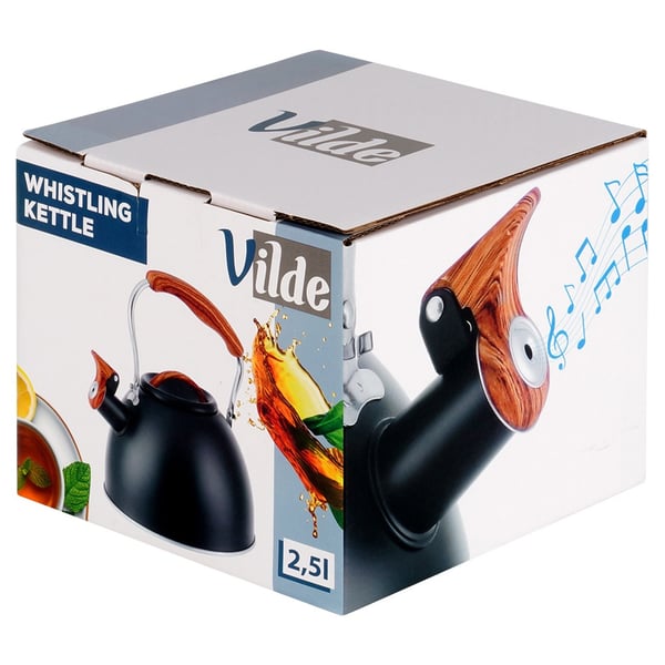 Teräksinen musta keitin viisurilla 2,5 l