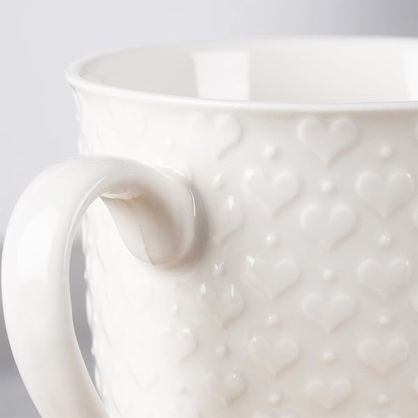 Ceramisk krus med hank til kaffe, te og drikkevarer, hvidt, 580 ml, 4 stk.