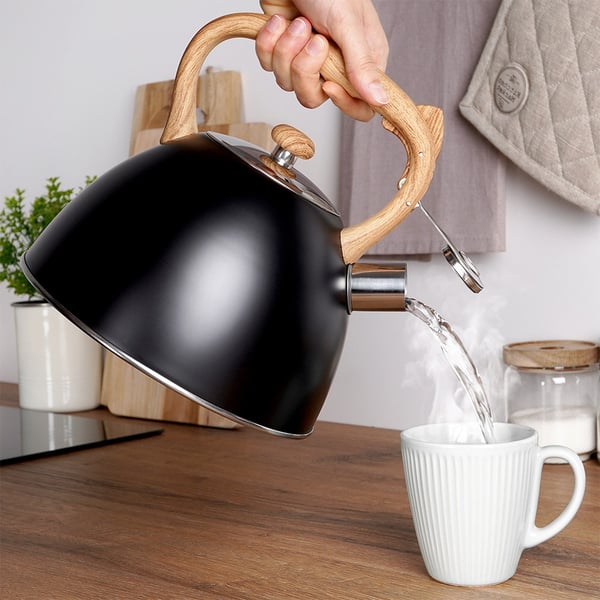 Stålkedel med fløjte sort 3 liter