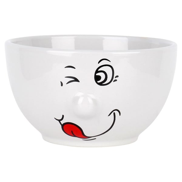 Keramiske skåle med ansigter 13,5 cm, 550 ml 6 stk.