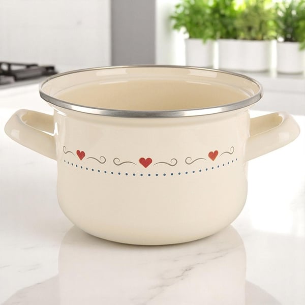 Kermanvärinen emalipuhallin TONCA 16 cm, 1,4 l